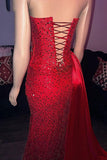 Attractive Sweetheart Slit Sequined Prom Evening Dress For Black Girls HZ0311