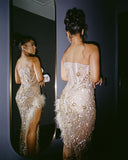 Sweetheart Sleeveless Long Mermaid Prom Dress With Split Sequin Graduations Gowns For Teens High Schools HZ0311