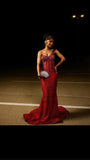 Sexy Mermaid One Shoulder Burgundy Sequin Formal Gown 23rd Birthday Dress Prom Dresses Black Girl 20th Birthday Outfits For Teens HZ0311