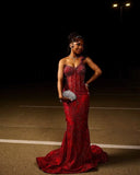 Sexy Mermaid One Shoulder Burgundy Sequin Formal Gown 23rd Birthday Dress Prom Dresses Black Girl 20th Birthday Outfits For Teens HZ0311