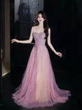 Glittery A Line Sweetheart Tulle Sequins Sleeveless Lilac Prom Dresses Inspiration Long Night Outfits Birthday Outfits HZ0311