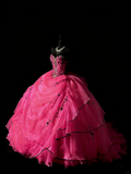 Ball Gown Sweetheart Hot Pink Sleeveless With Beadings Women's Long Quinceanera Dresses Sweet 16 Quince Dress HZ0311
