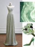 Romantic A Line Strapless Sage Green Long Prom Dresses Impress 18th Birthday Outfits Party Gown HZ0311