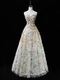 Beautiful Ball Gown Sweetheart Floral Tulle Long Prom Dresses Formal Gowns Inspo Evening Outfit HZ0311