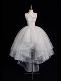 Classy Ball Gowns High Low Strapless White Tulle Prom Dresses Graduation Gown 20th Birthday Outfits HZ0311
