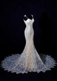 Timeless Wedding Dresses Mermaid Spaghetti Straps Lace White Brides Dress Fitted Long Bridal Gowns HZ0311