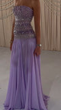Classy A line Strapless Lilac Chiffon Prom Dresses Inspo For Teens Formal Dress Party Outfits Prom Gowns HZ0311