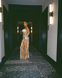 Sweetheart Sleeveless Long Mermaid Prom Dress With Split Sequin Graduations Gowns For Teens High Schools HZ0311
