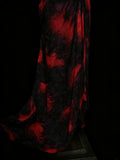 Modest Mermaid Sweetheart Black Red Floral Chiffon Beaded Senior 80s Prom Dresses High School Long Formal Dress HZ0311