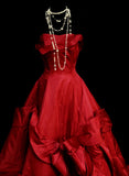 Retro Ball Gown Strapless Red 60s Prom Dresses Fashion Evening Gowns Long Formal Party Dress HZ0311
