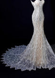 Timeless Wedding Dresses Mermaid Spaghetti Straps Lace White Brides Dress Fitted Long Bridal Gowns HZ0311