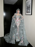 Shimmer Mermaid Scoop Neck Floral Sequin Lace Wedding Dress With Train Fairytale Brides Gown Wedding Dresses HZ0311