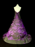 Modest Ball Gown Strapless Purple Taffeta 80s Long Prom Dresses Inspiration Party Gowns Vintage Formal Dress HZ0311