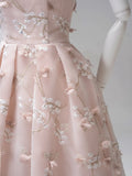 Cute A line Halter Floral Tulle Pink Long Prom Dresses Impress 19th Birthday Outfits Prom Gown HZ0311