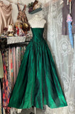 Chic Ball Gown Sweetheart Dark Green Satin Sleeveless Senior Prom dresses High School Long Formal Dress HZ0311