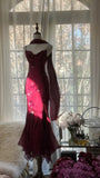 Elegant Mermaid Spaghetti Straps Burgundy Chiffon Prom Dresses Inspiration Trending Evening Gowns Formal Party Prom Dress HZ0311