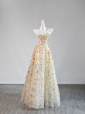 Cute Ball Gown Sweetheart Floral Long Prom Dresses Formal Gowns Inspo Evening Outfit HZ0311