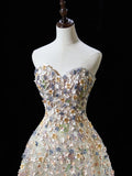 Cute Ball Gown Sweetheart Floral Tulle Tea Length Prom Dresses Formal Gowns Inspo Evening Outfit HZ0311