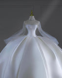 Timeless Wedding Dresses Ball Gown High Neck Satin Beaded Brides Dress Court Train Fitted Long Bridal Gowns HZ0311