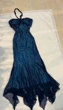 Vintage Mermaid High Neck Chiffon Teal With Beaded Appliques Formal Gowns Evening Maxi Dress Prom Dress Aesthetic For Women Party Outfits HZ0311