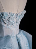 Beautiful Ball Gown Sweetheart Light Sky Blue Floral Sleeveless Long Prom Dress For Women Girls Evening Dresses HZ0311