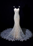 Timeless Wedding Dresses Mermaid Spaghetti Straps Lace White Brides Dress Fitted Long Bridal Gowns HZ0311