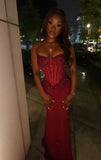 Sexy Champagne Sequin Glitters Mermaid Long Prom Dress Evening Dress HZ0311