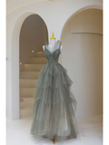 Cute Ball Gown Sweetheart Tulle Long Prom Dresses Impress 19th Birthday Outfits Prom Gown HZ0311