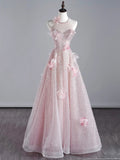Modest A line Scoop Neck Pink Sequins Prom Dresses Inspiration Party Gowns Princess Formal Dress HZ0311