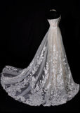 Chic Long Wedding Dresses White Mermaid Strapless Lace Long Wedding Dress For Brides Fitted With Train Bridal Gowns HZ0311