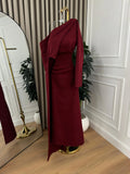 Elegant Mermaid One Shoulder Burgundy With Sleeves Winter Long Formal Ideas Prom Evening Dress Dinner Outfits Party Gowns For Women HZ0311