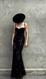 Spaghetti Straps Floral Long Prom Dresses Sheath Sexy Party Dress For Teens HZ0311