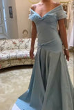 Elegant Mermaid Off The Shoulder Blue Chiffon Long Prom Dresses Evening Gowns Vestidos De Dia HZ0311