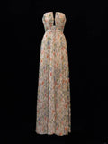 Floral Prom Dress Aesthetic Strapless With Pleated Style Impress Long Prom Dresses Party Formal Gowns HZ0311