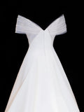 Wedding Gowns Dresses Elegant Modest for Bride Ball Gown Off The Shoulder With Short Sleeves Satin Petite/Plus Size Bridal Gowns For Women's HZ0311
