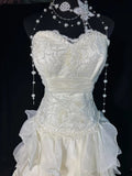 Timeless Women's Mermaid Sweetheart Sleeveless White Chiffon Tiered Pleated With Beads Lace Long Vintage 1920s Wedding Dresses HZ0311