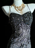 Unique Mermaid Spaghetti Strap Grey Lace 90s With Beads For Women Party Dresses Long Prom Dress 20th Birthday Gowns HZ0311