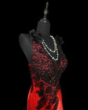 Modest Mermaid V Neck Red Satin Sleeveless Long Prom Dresses High School Senior Graduation Dance Party Outfits HZ0311