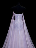 Modest Prom Dress Aesthetic Mermaid Off The Shoulder Lilac Tulle With Cape Style Impress Long Prom Dresses Party Formal Gowns HZ0311