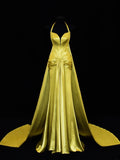 Modest Prom Dress Aesthetic Mermaid Halter Gold Sweetheart With Cape Style Impress Long Prom Dresses Party Formal Gowns HZ0311