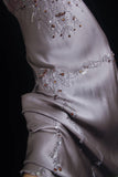 Vintage Prom Dresses 90s Formal Mermaid Spaghetti Strap Silver Gray Mid Length Party Gowns Prom Dresses HZ0311