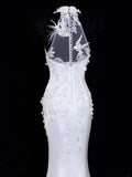 Princess Wedding Gowns Dresses Elegant Modest for Bride Mermaid High Neck White Petite/Plus Size Bridal Gowns For Women HZ0311