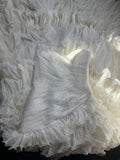 Timeless Women's Mermaid Strapless Sweetheart Sleeveless White Tulle Tiered Pleated With Beads Long Vintage Fitted 1920s Wedding Dresses HZ0311