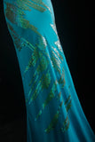 Vintage Prom Dresses 90s Formal Mermaid V Neck Blue Chiffon With Beadings Long Party Gowns Prom Dresses HZ0311