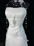 Timeless Women's A Line Strapless Sleeveless White Lace Tiered Long Vintage Fitted 1920s Wedding Dresses HZ0311