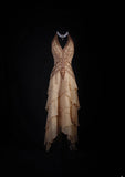 Vintage 90s Prom Dresses Women High Low Chiffon With Beaded Formal Dance Evening Party Gowns HZ0311