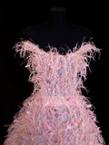 Aesthetic Ball Gown Short Prom Dress Feathers 16th Birthday Dress Homecoming Dresses Cocktail Gown HZ0311