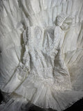 Vintage Women's Mermaid One Shoulder Sleeveless White Lace Tiered Satin Long Vintage Fitted 1920s Wedding Dresses HZ0311