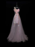 Modest A line One Shoulder Dusty Lilac Tulle Applique Evening Dresses High School Teens Senior Night Dance Prom Dress HZ0311