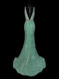 Modest Mermaid V Neck Mint Green Long Evening Dresses High School Teens Senior Night Dance Prom Dress HZ0311